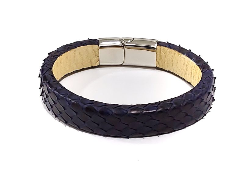 SL_520_042.jpg Python Skin Steel Bracelet #520-42